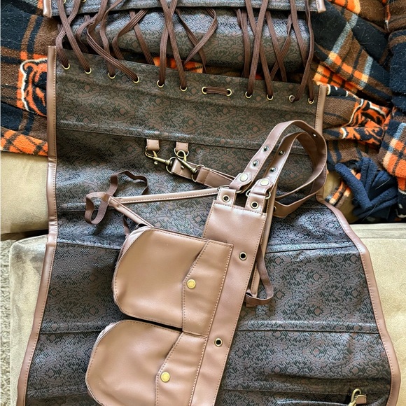 Brown Leather Harness with Gold Accents - Picture 3 of 3